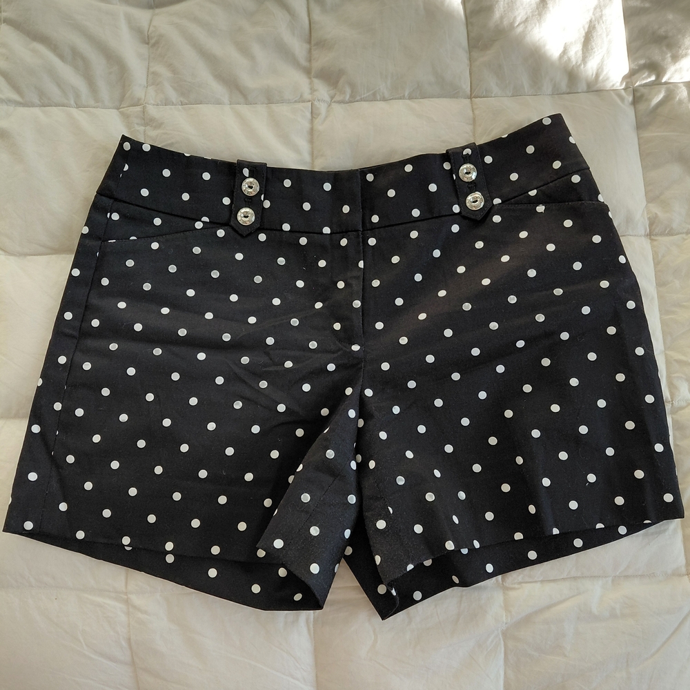White House Black Market Black Polka Dot High Waist Shorts